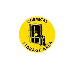 Nmc Personal Safety Walk On Floor Sign   17 Diameter   Chemical Storage Area