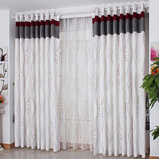 (One Pair) Classic Cotton/Linen Blend Energy Saving Curtain