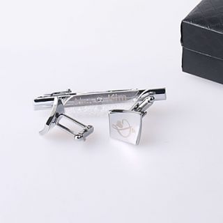 Personalized Square Cufflinks And Tie bar