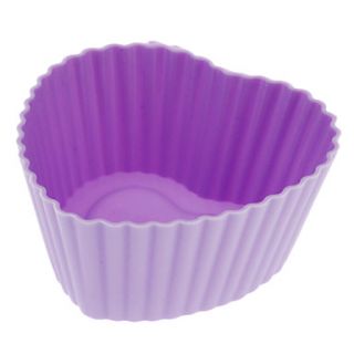 Heart Shaped Colorful Silicone Cup Cake Mould (Random Color)