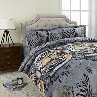 Duvet Cover Set, 4 Piece Oil Print Tigers Full Size