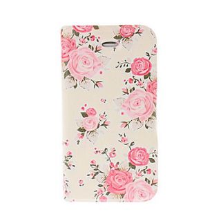 Small Fresh Pink Flowers Leather Case with Stand for iphone 4/4S