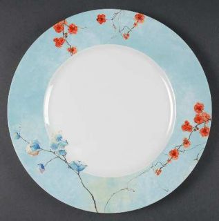 222 Fifth (PTS) Fantasy Blue Dinner Plate, Fine China Dinnerware   Blue & Red Fl