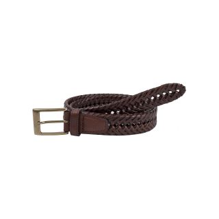 Dockers Brown Leather V Weave Belt, Tan, Mens