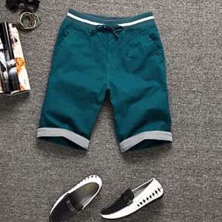 LangXin Mens Korean Fashion Casual Solid Color Mid Length Pants(Black,Green,Khaki,Blue)