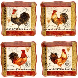 Tuscan Rooster Set of 4 Dinner Plates