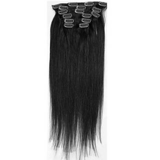 18 Inch 7 Pcs Human Hair Silky Straight Clips in Hair Extensions 6 Colors Available