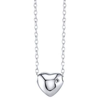 Womens Puff Heart with Diamond Accent Pendant   Silver
