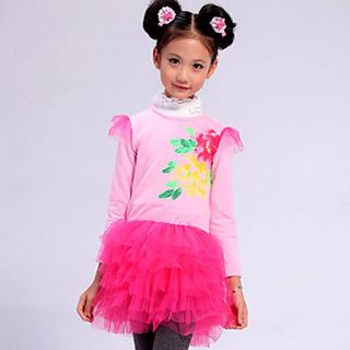 WXH ChildrenS Sunrise On Fu Type Printing Dress(Pink)