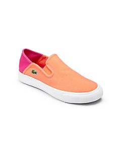 Lacoste Kids Canvas Slip On Sneakers   Orange