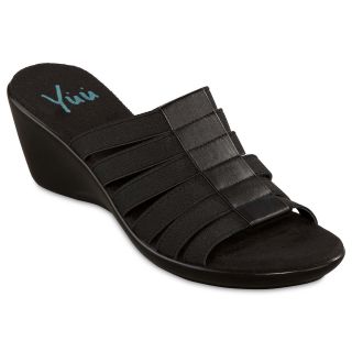 Yuu Agree Slide Wedge Sandals, Black, Womens