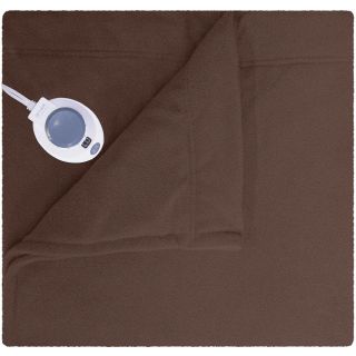 Safe and Warm Luxurious Micro Fleece Electric Warming Blanket, Chocolate (Brown)