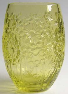 Lalique Bucolique 7 Inch Flower Vase   Clear,Green,Flowers,Dragonfly,No Trim