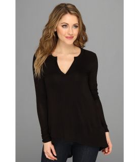 Three Dots L/S Tunic w/ Assymmetrical Hem Womens Long Sleeve Pullover (Black)