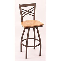 Cambridge Bronze 25 inch Cross back Swivel Counter Stool With Natural Oak Seat