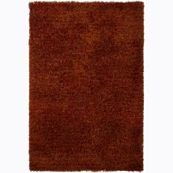 Handwoven Orange/black Mandara Shag Rug (79 X 106) (BlackPattern Shag Tip We recommend the use of a  non skid pad to keep the rug in place on smooth surfaces. All rug sizes are approximate. Due to the difference of monitor colors, some rug colors may va