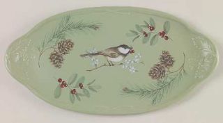 Pfaltzgraff Winterwood (Green) 16 Oval Serving Platter, Fine China Dinnerware  