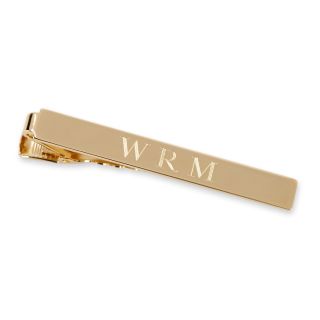 Personalized High Polish Gold Plated Tie Bar, Mens