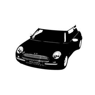 Mini Cooper Front View Vinyl Decal (BlackEasy to apply with included instructionsDimensions 22 inches wide x 35 inches long )