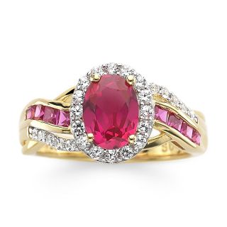 14K Gold Over Sterling Silver Ruby & White Sapphire Ring, Womens