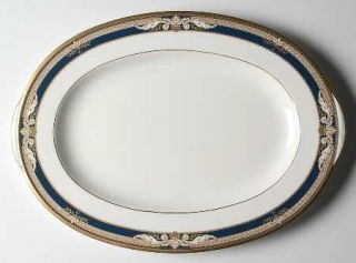 Noritake Voltaire 14 Oval Serving Platter, Fine China Dinnerware   Bone, Blue,