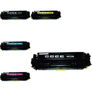 Basacc 5 ink Cartridge Set Compatible With Hp Cc530a
