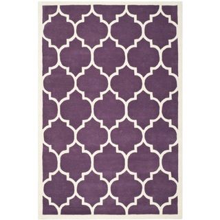 Contemporary Handmade Moroccan Purple Wool Rug (89 X 12)