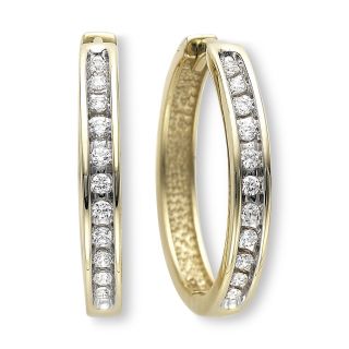 CT. T.W. Diamond Hoop Earrings, Yellow/Gold, Womens