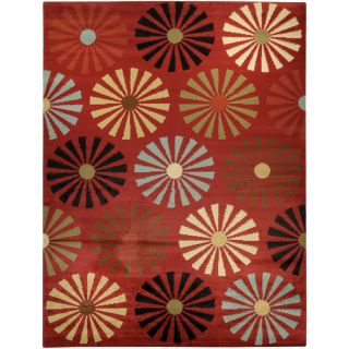 Floral Lake Red Contemporary Area Rug (33 X 5)
