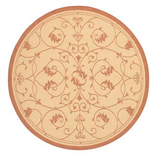 Recife Veranda Natural And Terra cotta Area Rug (76 Round) (NaturalSecondary colors Terra CottaTip We recommend the use of a non skid pad to keep the rug in place on smooth surfaces.All rug sizes are approximate. Due to the difference of monitor colors,