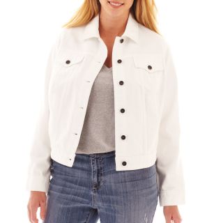 Denim Jacket   Plus, White, Womens