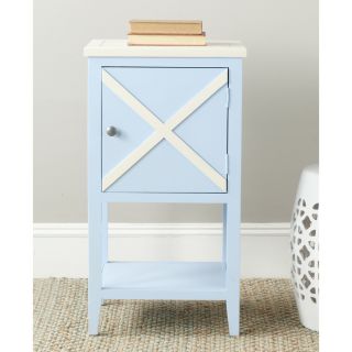 Safavieh Ward Light Blue/ White Side Table (Light blue and whiteMaterials Poplar woodDimensions 30.1 inches high x 16.5 inches wide x 14.1 inches deepThis product will ship to you in 1 box.Furniture arrives fully assembled )
