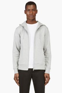 Y_3 Grey Logo Zip Up Hoodie