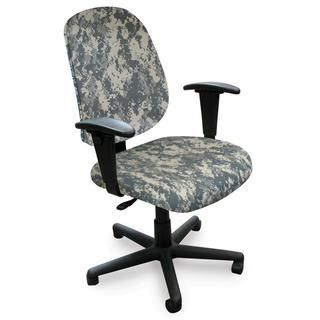 Allegra Mid back Task Chair (ACU digital camouflage/black baseWeight capacity 250 lbsDimensions 33 inches to 39 inches high x 23 inches wide x 26 inches deep Seat dimensions 19 inches deep x 20 inches wideBack size 16 inches wide x 17.25 inches to 19.