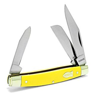 Old Timer 3 5/16 Inch Middleman 3 Knife Yellow Handle