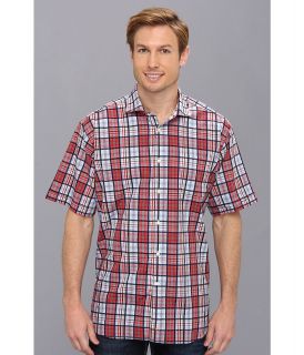 Thomas Dean & Co. Red Plaid S/S Button Down Shirt w/ Chest Pocket Mens Clothing (Red)