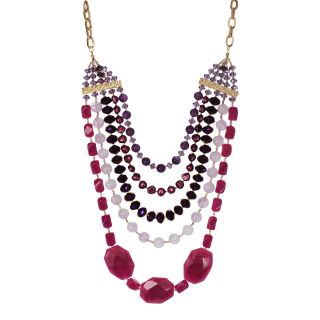 ROX by Alexa Purple & Pink Gemstone Multi Chain Necklace, Womens