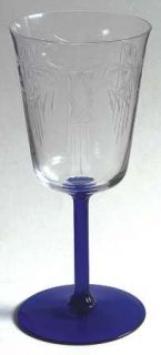 Community Noblesse Water Goblet   Cut, Blue Stem