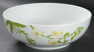 Oneida Morning Flora 8 Round Vegetable Bowl, Fine China Dinnerware   Yellow/Whi
