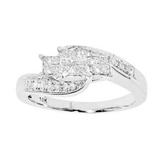 CT. T.W. Diamond 3 Stone Twist Engagement Ring, White/Gold, Womens