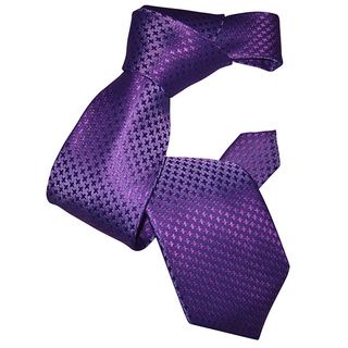 Dmitry Mens Blue With Purple Houndstooth Patterned Italian Silk Tie