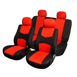 Fh Group Red Fabric Full Set Seat Covers Solid Bench For Sedans And Suvs