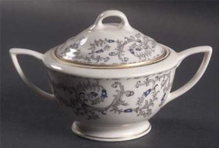Royal Cathay Buckingham Sugar Bowl & Lid, Fine China Dinnerware   Blue & Gray De