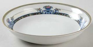Noritake Daventry Coupe Soup Bowl, Fine China Dinnerware   Blue Flowers & Scroll