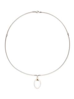 Diamond Loop Cable Necklace   Silver