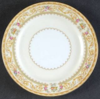 Noritake Lebrun Bread & Butter Plate, Fine China Dinnerware   Tan Scrolls, Flora