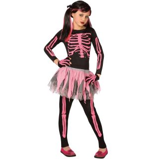 Punk Skeleton Girls Costume, Black, Girls