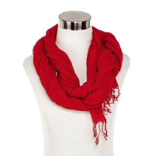 Soft Ruched Metallic Scarf, Red, Womens