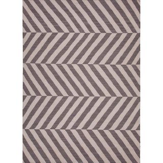 Handmade Flat Weave Stripe Pattern Gray/ Black Rug (36 X 56)