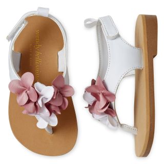 WENDY BELLISSIMO Toddler Girls Laney Flower Sandals, White, White, Girls